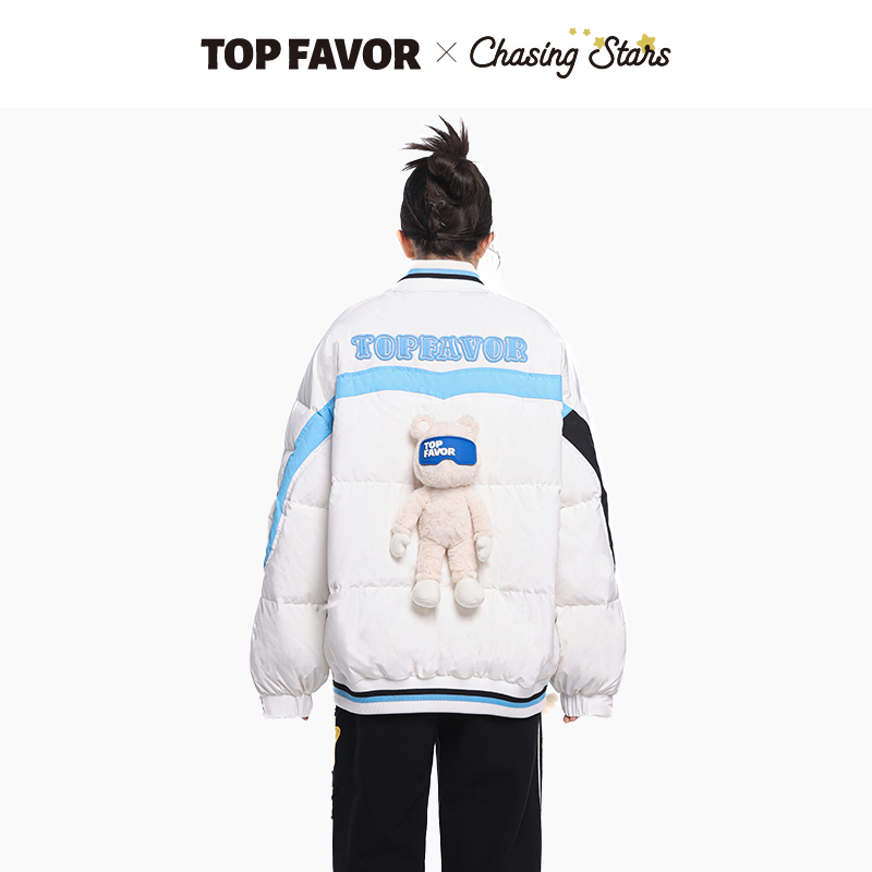 TOP FAVOR【北极航迹】明星同款拼色羽绒服女新款轻薄保暖外套-图1