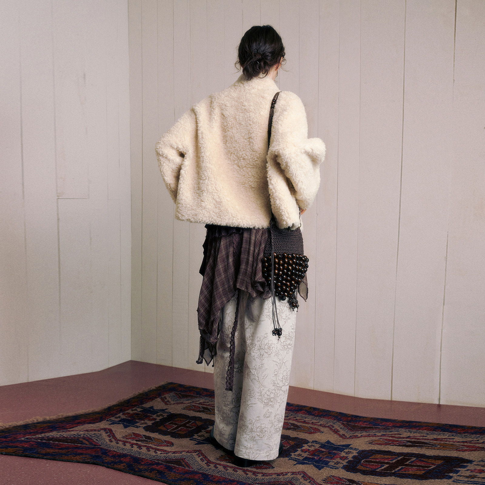 wana try100%绵羊毛立领复合皮毛一体外套25秋新品米色时髦上衣女,淘宝优惠券,粉丝福利购,淘宝优惠卷