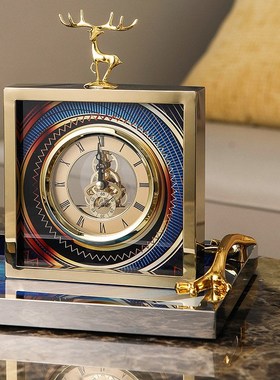 金色小鹿合金创意家居床头柜时钟装饰品样板房电视柜