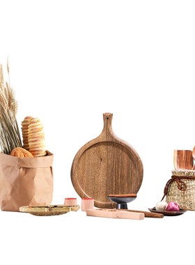 样板间定制家居厨房台面新中式软装饰品摆件套餐菜板竹篓麦穗面包