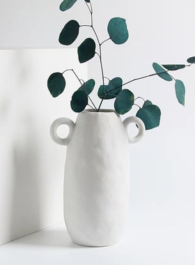 手作白色陶瓷花瓶乾燥花民宿装饰北欧风家居摆饰简约插花水培花器