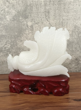 天然玉石白菜摆件整体雕刻客厅办公室摆放蔬菜装饰品乔迁开业送礼