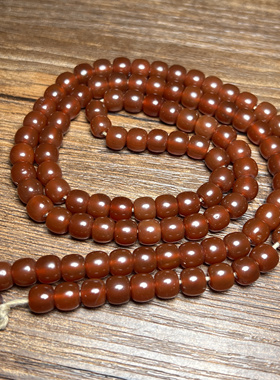 西亚油光酒红老玛瑙108佛珠念珠算盘珠手串古玉器收藏老玛瑙配饰