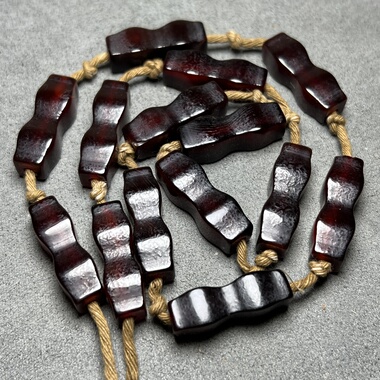 古玩老珠子辽金老酒红老玛瑙竹节管子配饰配珠吊坠勒子项配饰串