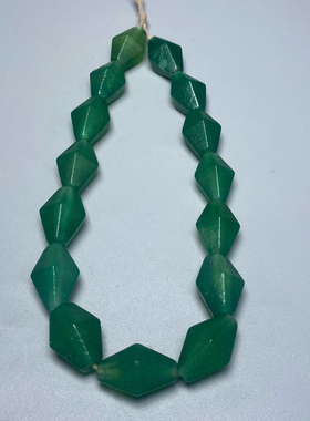 老包浆橘皮纹藏式绿玛瑙长多棱珠手作配珠手串顶珠隔珠项链配饰