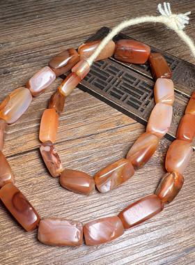 西周天然色随形老玛瑙古玉老玉收藏西亚回流多面凌形玛瑙珠项链