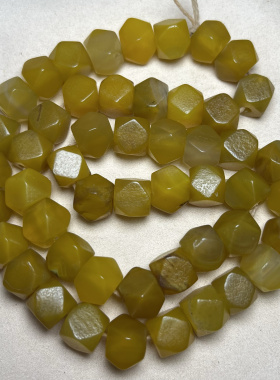 天然糖八棱老黄玛瑙桶珠手链手串橘皮纹大孔药师珠佛珠念珠串配珠