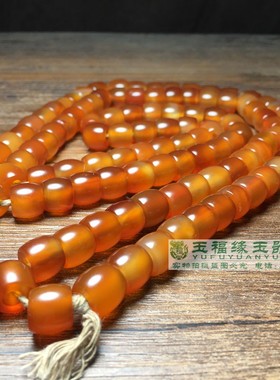 天然西亚油光大孔老红玛瑙算盘珠108颗佛珠念珠手链项链手串配饰