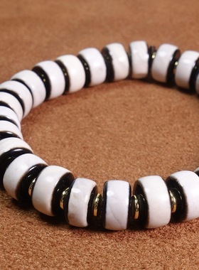 天然玛瑙剁珠黑白一线药师珠片珠手链玛瑙隔片珠手串药片直切剁珠