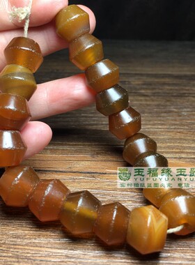 西亚玛瑙老藏式飞碟珠玉化冰润蜜糖老玛瑙剁珠算盘珠佛珠手钏手链