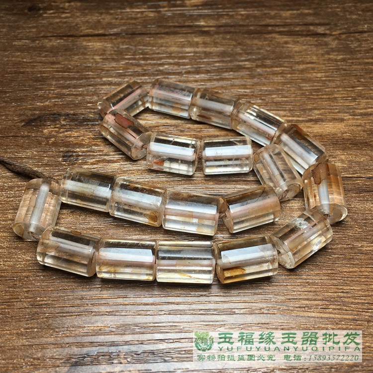 老白水晶珠子古玩杂项旧货辽金水晶多棱桶珠天然老水晶珠仿古玉珠