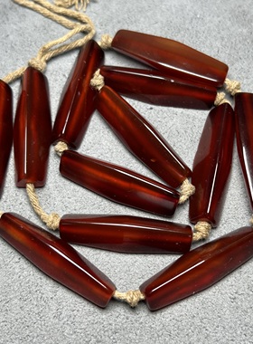 玛瑙项链配饰老玛瑙三棱管珠扁勒子桶珠吊坠西玛红扁管珠手链配珠