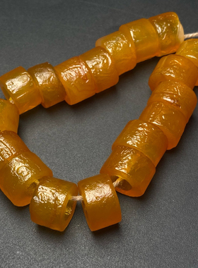 高古老玛瑙手链天然鸡油黄老玛瑙桶珠原矿唐润算盘珠手串男女款
