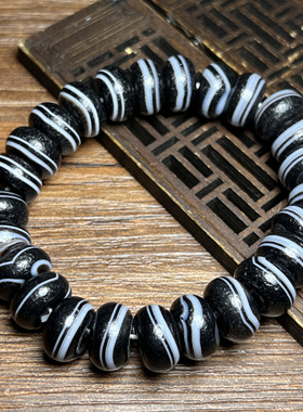 复古天然原矿包浆橘皮纹宽一线药师玛瑙算盘珠药片佛珠手链项链