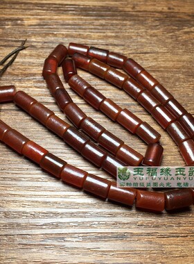 酒红色管珠老玛瑙复古文玩配饰