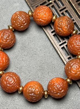 天然玛瑙手串老甘南红玛瑙红玉髓回纹圆珠男款手链单圈手饰情侣款