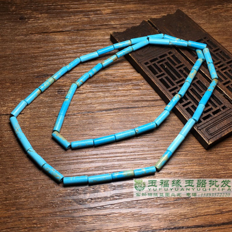 古玩老珠子天然原矿绿松石圆柱管珠散珠 diy串珠佛珠材料饰品配件 - 图3