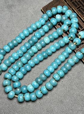 古玩收藏仿古老包浆老料天河石大孔手串算盘珠手链配饰佛珠项链