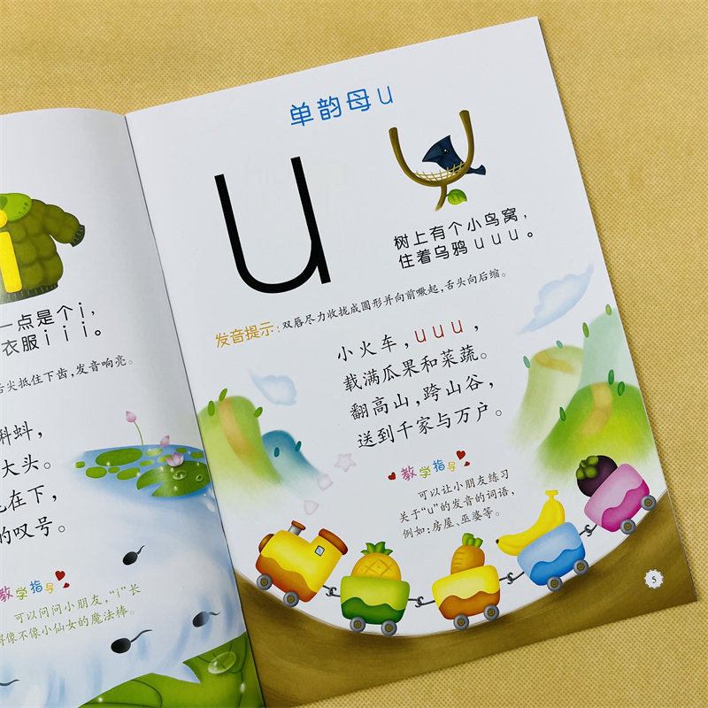 宝宝学拼音教材 aoe幼儿拼音书学前幼儿园教程用书学认识拼音字母书启蒙大图 儿童汉语拼音入门基础训练 早教儿歌歌诀发声学习小班