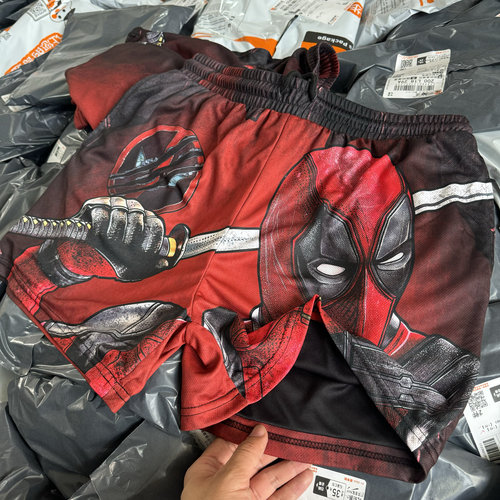 出口订单 死仕小贱贱Deadpoo周边夏季短裤男双层网眼速干透气街头 - 图0