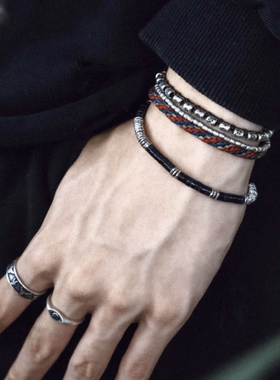 RONINMADE925银男女情侣手链