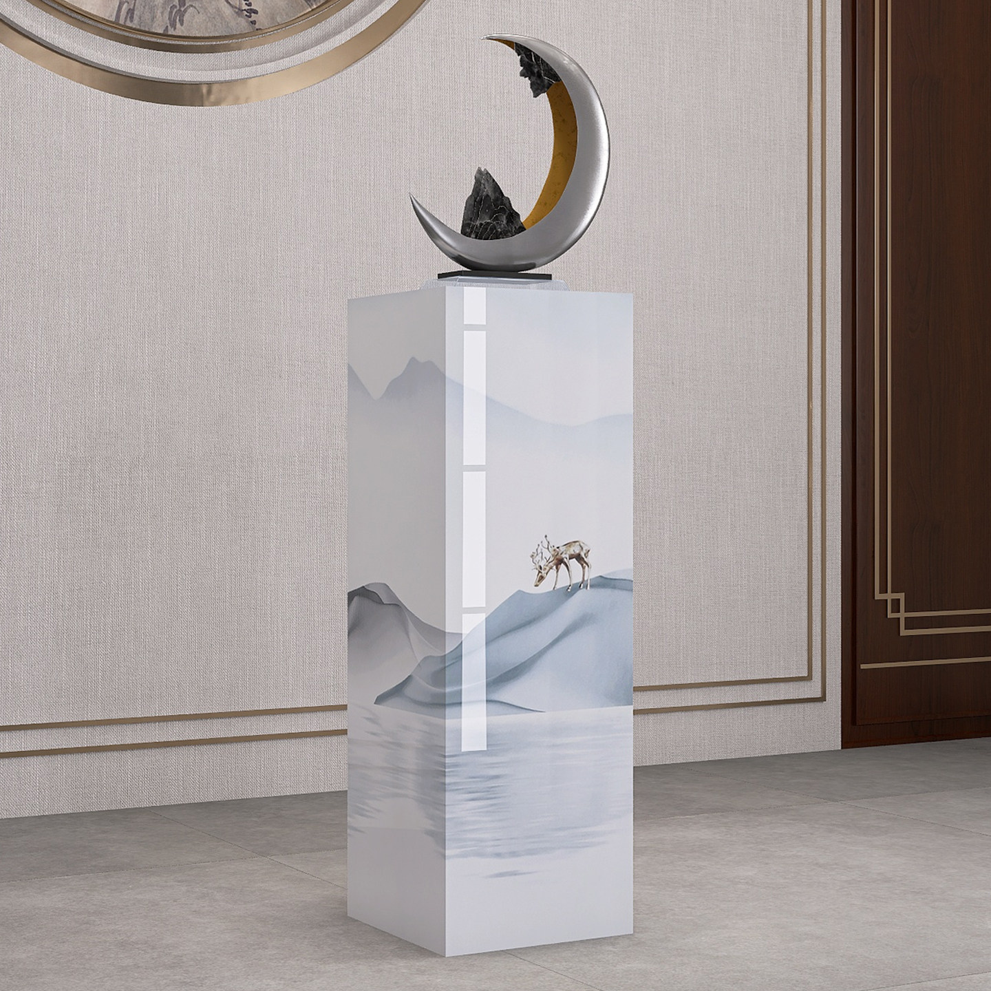 大理石摆件底座摆台增高轻奢高级感2026新款岩板花架子客厅落地式,淘宝优惠券,粉丝福利购,淘宝优惠卷