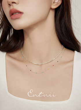 Entnii通体925银碎银子锁骨链