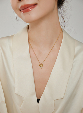 Entnii可叠戴爱心吊坠项链锁骨链