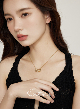 气质轻奢锆石祖母绿色项链