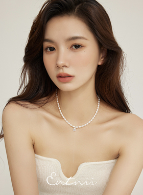 Entnii 海棠醉日 小众天然淡水珍珠光泽感精致气质简约锆石项链