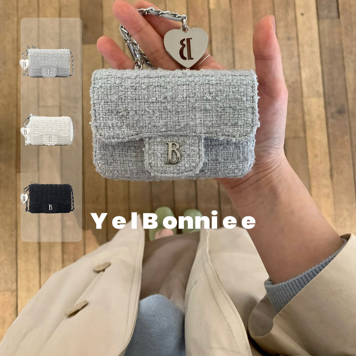 野啵妮 Barnnet八奶小香风链条卡包韩国小众爱心斜挎包迷你小方包,淘宝优惠券,粉丝福利购,淘宝优惠卷