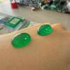 Source factory natural green agate flat bottom ring oval face inlay patch diy ring pendant