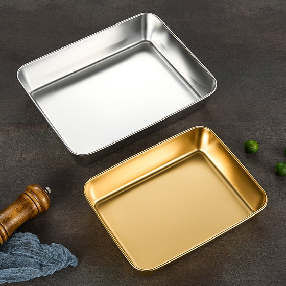 Delicatessen rectangular plate square plate stainless steel cold leather plate towel braised duck presentation golden commercial barbecue hot pot dish