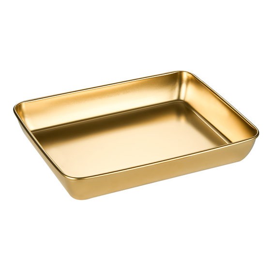 Delicatessen rectangular plate square plate stainless steel cold leather plate towel braised duck presentation golden commercial barbecue hot pot dish