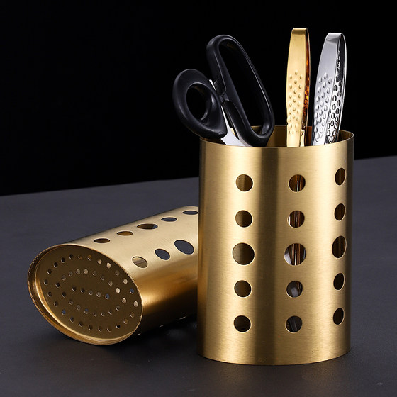 Gold commercial Korean scissors stainless steel barrel extra thick kitchen clip barrel tableware barrel restaurant barbecue storage chopsticks