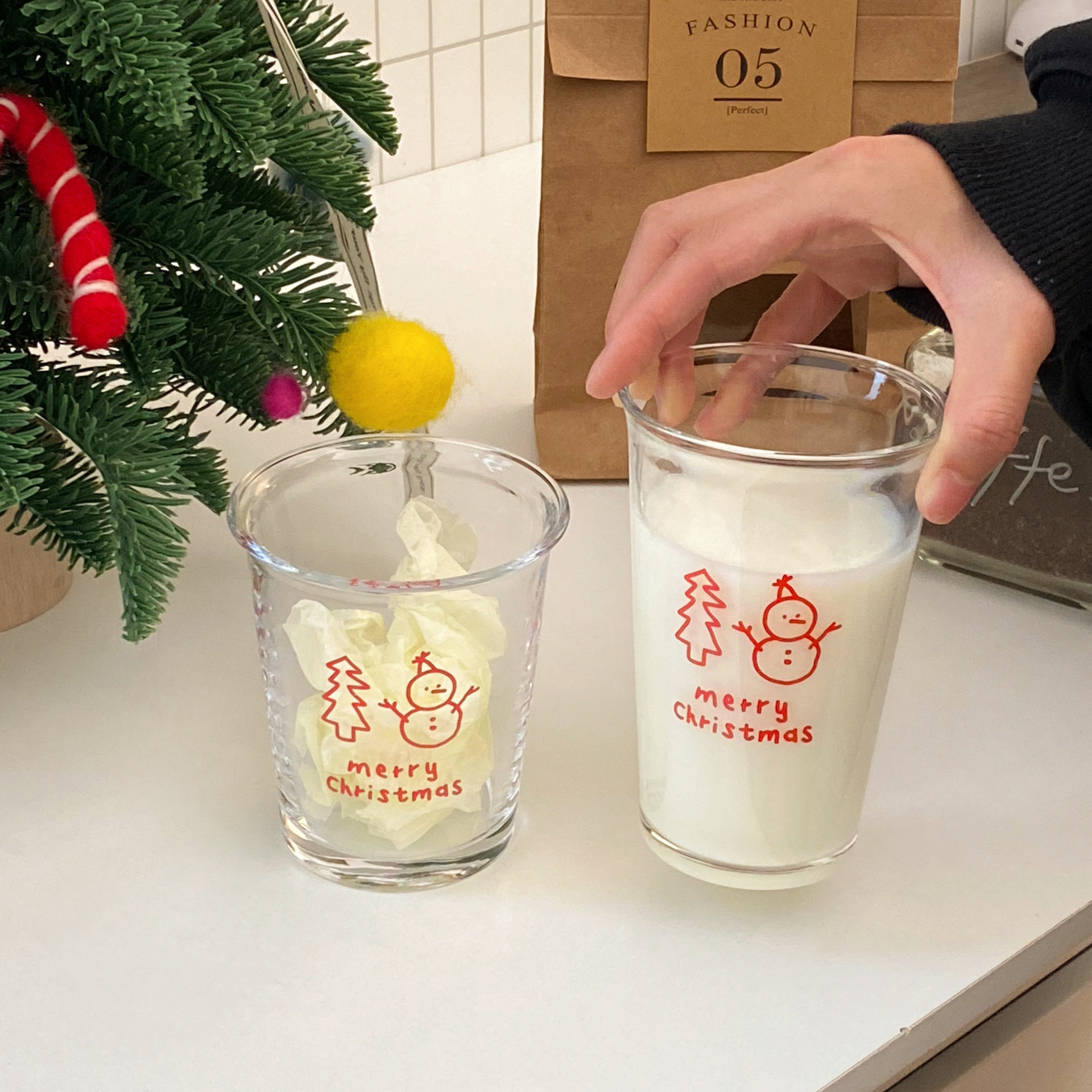 冬日圣诞雪人杯子玻璃杯女高颜值氛围感水杯牛奶杯家用简约咖啡杯,淘宝优惠券,粉丝福利购,淘宝优惠卷