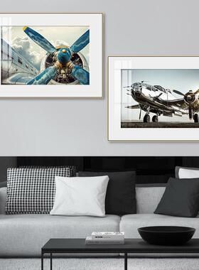 飞机轰炸机挂画工业风工作室航空公司房间墙面装饰画民航客机壁画