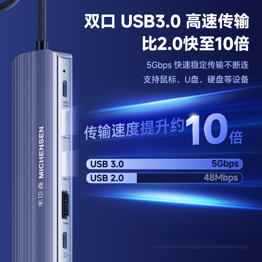 米臣森扩展坞typec拓展坞K600转接器hdmi投屏usb分线器采集游戏直播录制适用安卓华为苹果iPad平板笔记本电脑