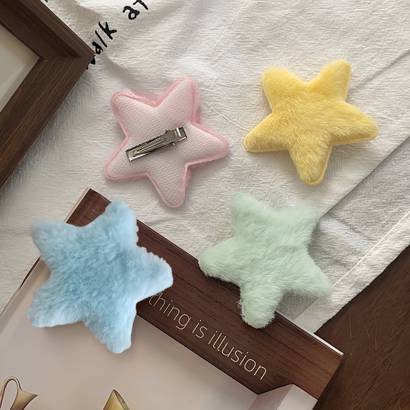 甜美可爱侧边夹日系毛绒星星发夹刘海夹秋冬发饰五角星形发夹bb夹,淘宝优惠券,粉丝福利购,淘宝优惠卷