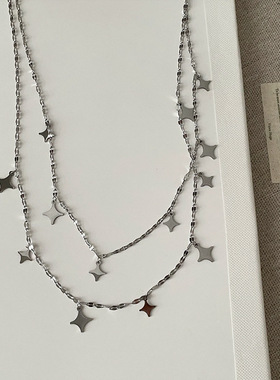 星星流苏双层项链轻奢小众高级感