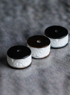 珠改系大师精雕黑白剁珠玛瑙回纹珠隔珠 文玩手串项链顶珠diy配件