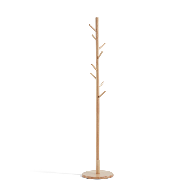 林氏家居进门挂衣架卧室落地立式放衣服的架子实木衣帽架 - 图3