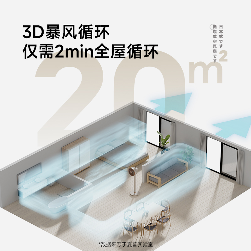 夏普2024新款空气循环扇家用电风扇轻音立式直流变频卧室落地扇