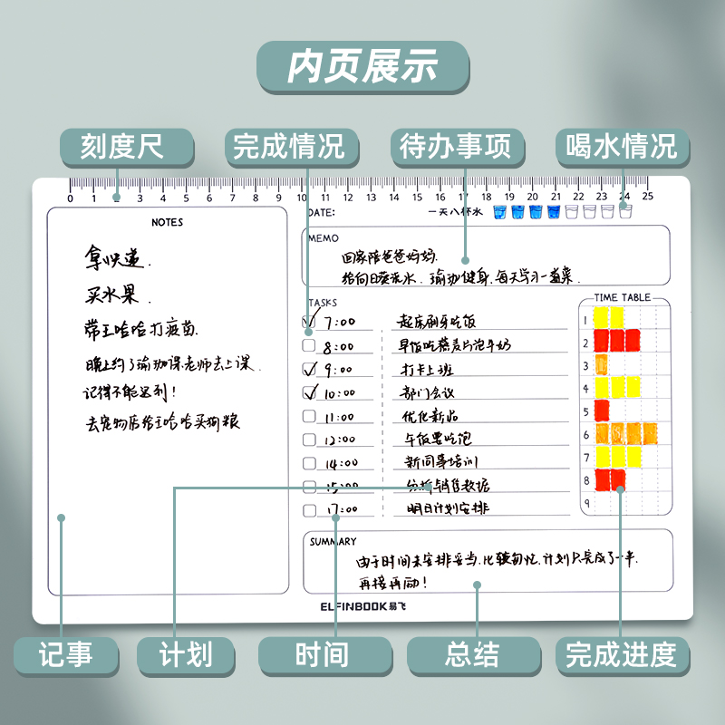 易飞桌面小白板写字板记事板可擦备忘工作提示板手写板可擦留言板商用小黑板自律打卡周计划板商用提示牌摆件 - 图3