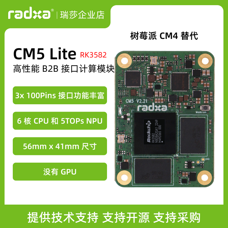 瑞莎 Radxa CM5 RK3588S2八核CPU 核心板 计算模块 树莓派兼容 - 图0