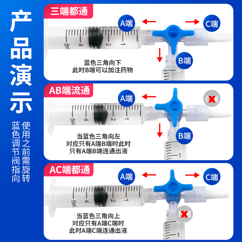 医用三通管两通阀水光兑药混药器2通双通接口注射器转换头旋塞阀 - 图1