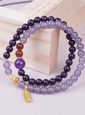 紫气东来合香珠招财纳福烟紫玉髓天然水晶原创手链批发拿货直播