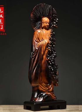 香樟木雕地藏王佛像菩萨摆件根雕佛像家居客厅玄关红木工艺品