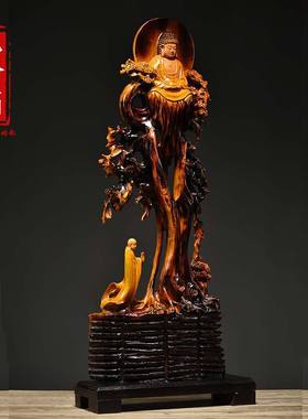 香樟木根雕摆件求佛问佛意境好一念之间送礼木雕家居工艺品摆件