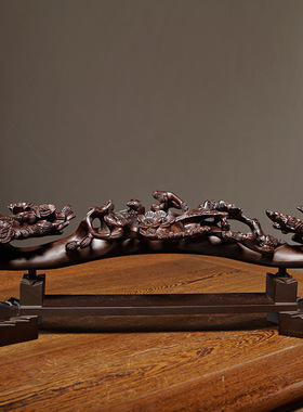 黑檀木雕刻喜上眉梢吉祥如意根雕摆件大号红木家居客厅装饰